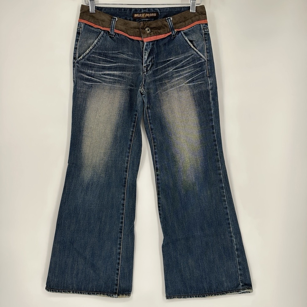 vintage Muta Jeans flared wide leg denim pants Y2K women's blue 30 Low Rise